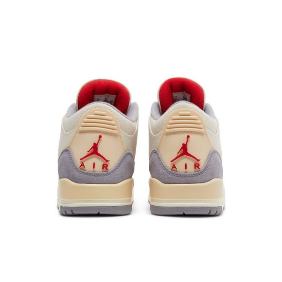 Jordan Cream and Gray Sneakers with Red Accents - Picture 2 of 3